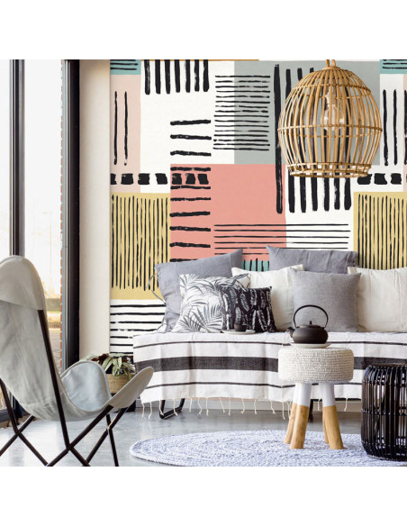 PAPIER PEINT STRIPES + PATCH DE EIJFFINGER