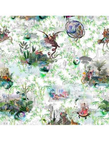 Tissu REVERIES VERT BUIS DE CHRISTIAN LACROIX