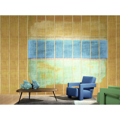 Papier peint Nomades Tangka bleu - orange de Elitis 2