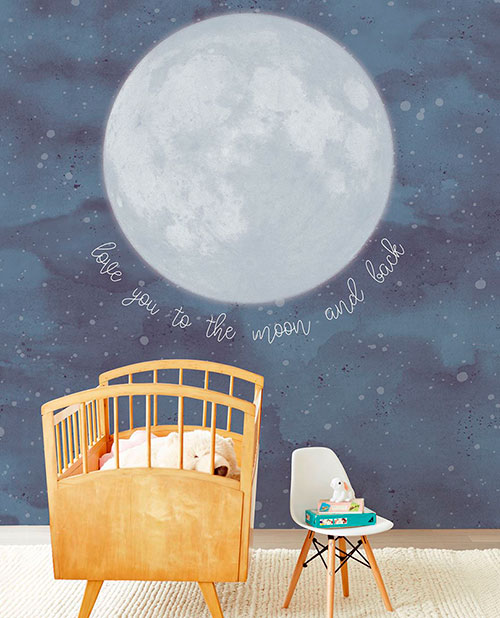 papier peint panoramique pour enfant Mini Me Lune De Eijffinger